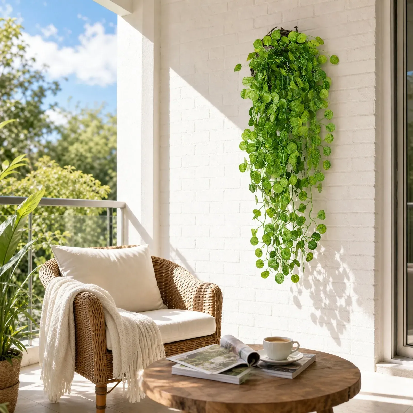 Artificial Hanging Ivy Vine, Round Leaf Trailing Greenery (4-Pack)